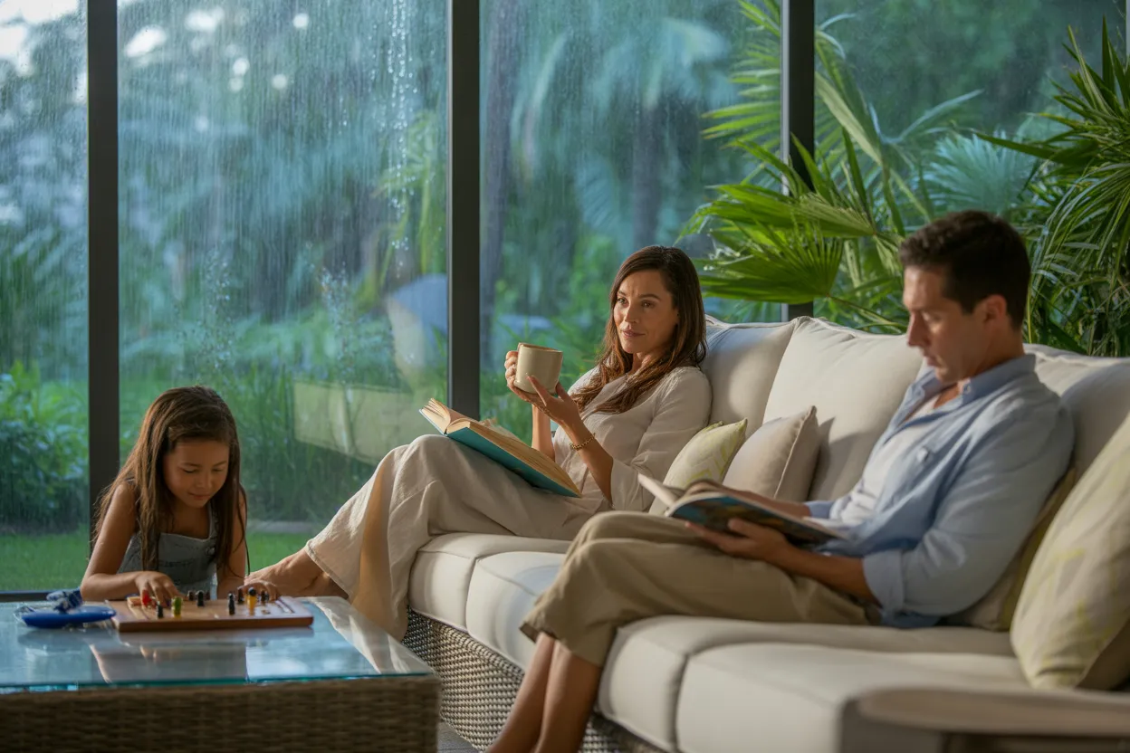 Sun-protected tropical outdoor space in Florida